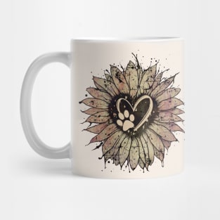 Paw dog, paw, animal and grunge pink sunflower, dog mom Mug